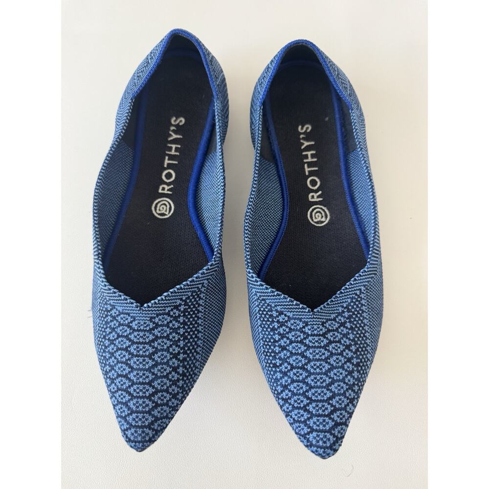 Rothy's Blue Ballet Flats Size 10 42 Lapis Python Snake Pointy Toe Shoes Retired
